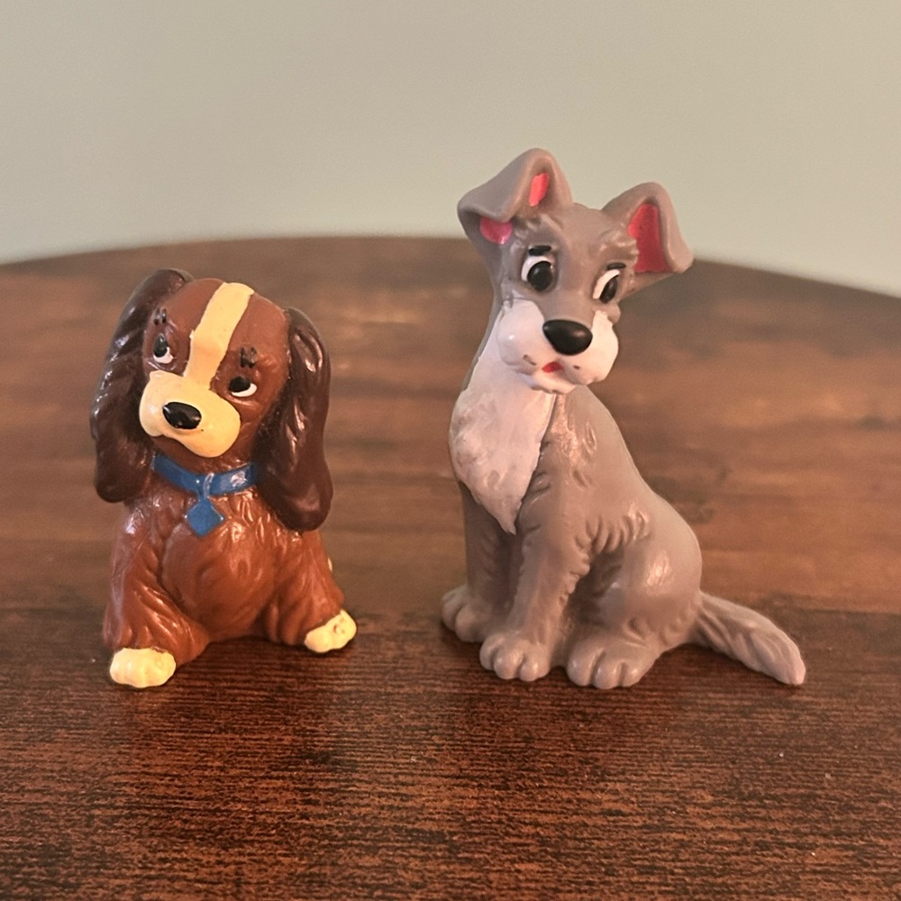 1982 LADY AND THE TRAMP Germany PVC Figures Bully Bullyland 1.75" & 2.25" Disney
